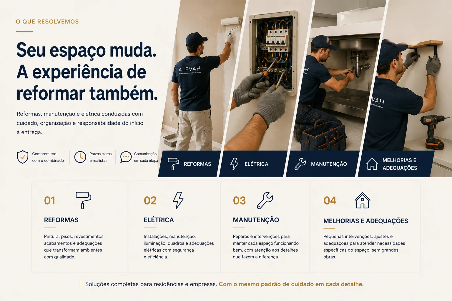 Serviços ALEVAH: reformas, elétrica, manutenção, melhorias e adequações
